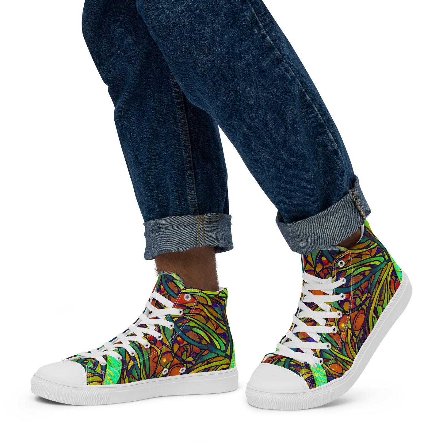 Men's High Top Canvas Shoes - Cosmic Garden