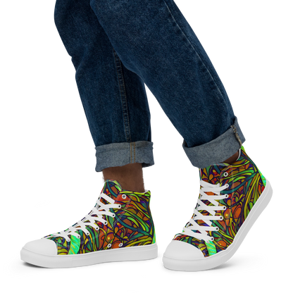 Men's High Top Canvas Shoes - Cosmic Garden