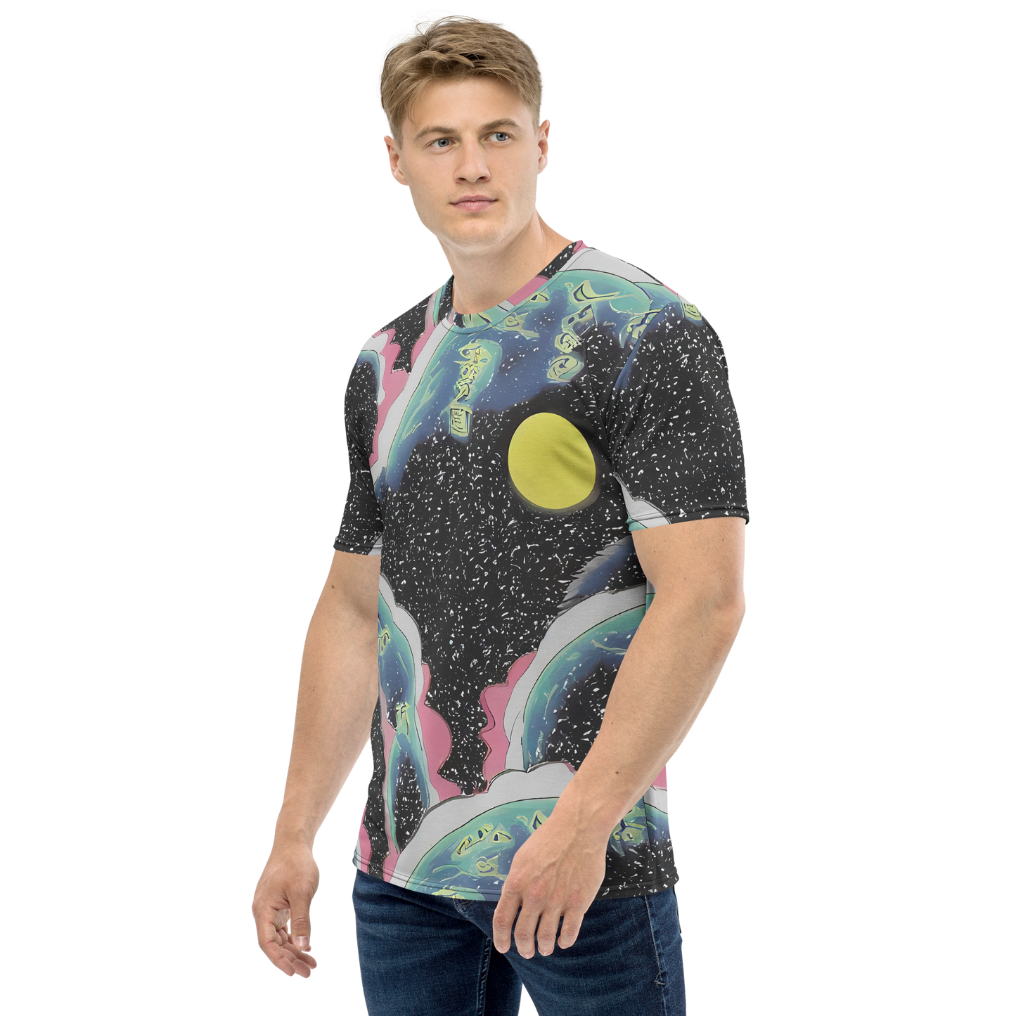 Men's Crew Neck T-Shirt - Lunar Waves