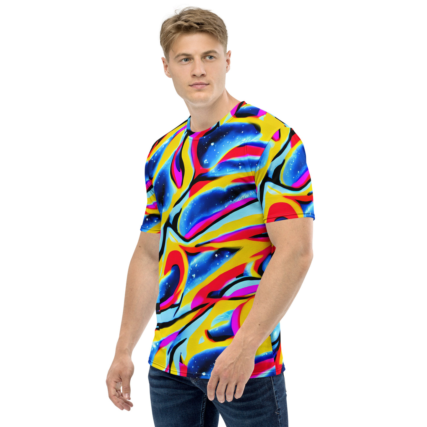 Men's Crew Neck T-Shirt - Electric Dreamscape