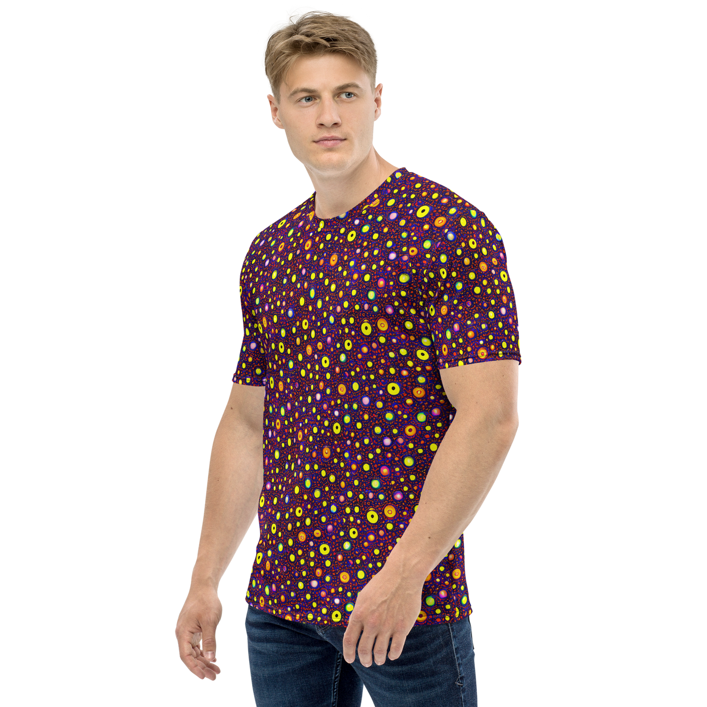 Men's Crew Neck T-Shirt - Cosmic Dotscape