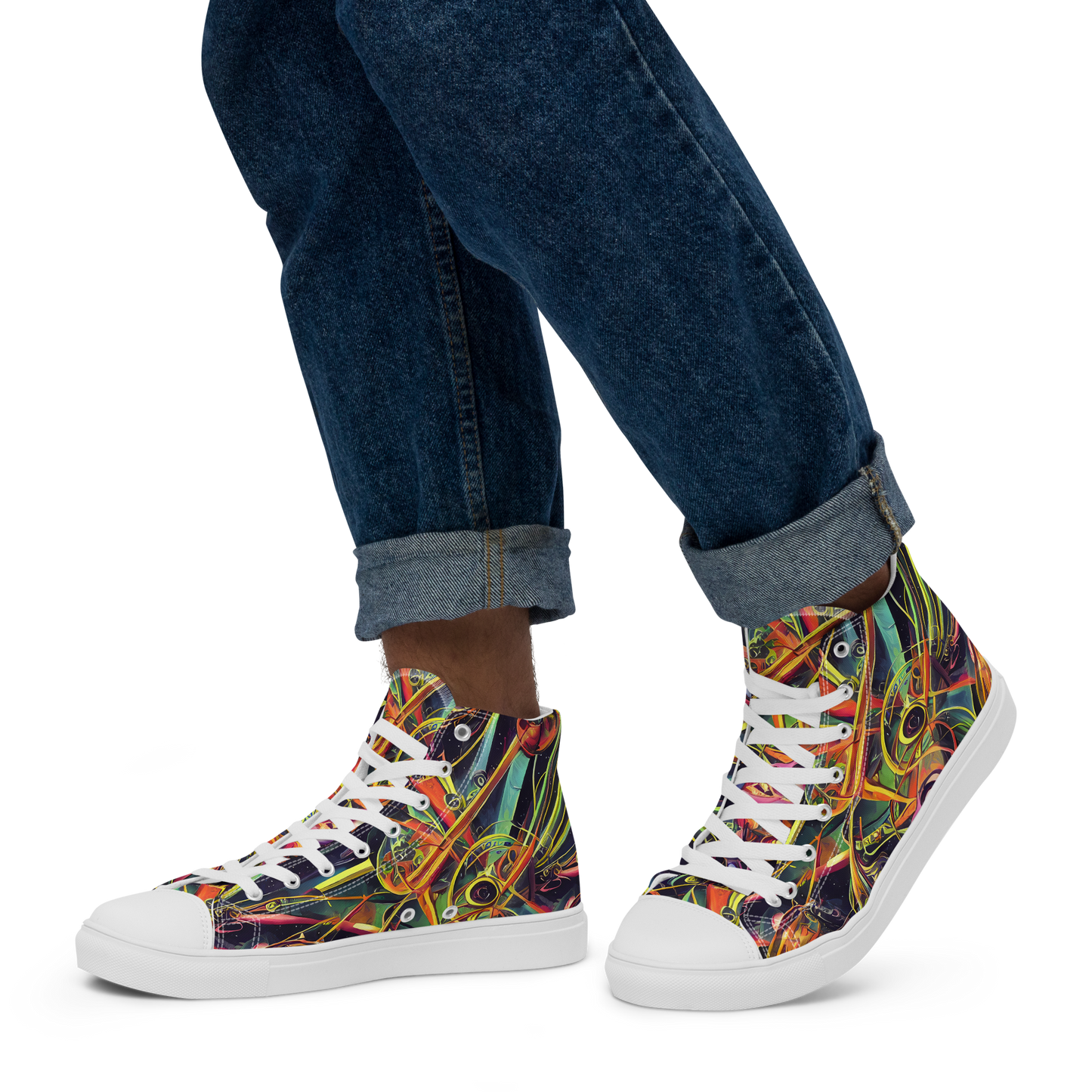 Men's High Top Canvas Shoes - Psychedelic Deep Space