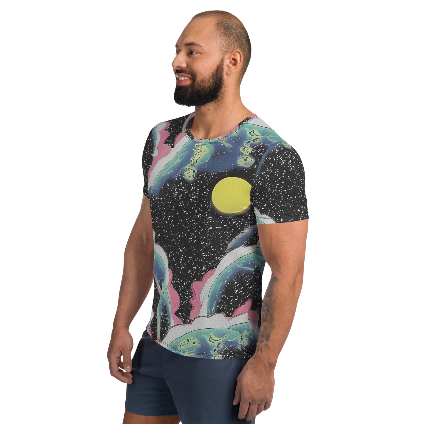 Men's Athletic T-Shirt - Lunar Waves