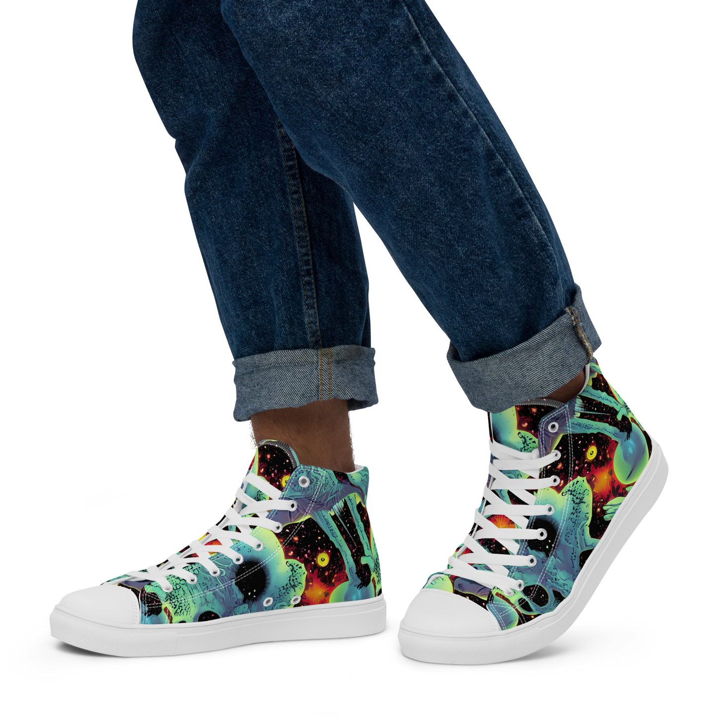 Men's High Top Canvas Shoes - Galactic Grotesque
