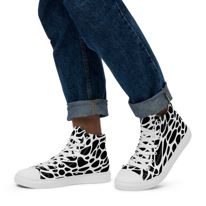 Men's High Top Canvas Shoes - Monochrome Mystique