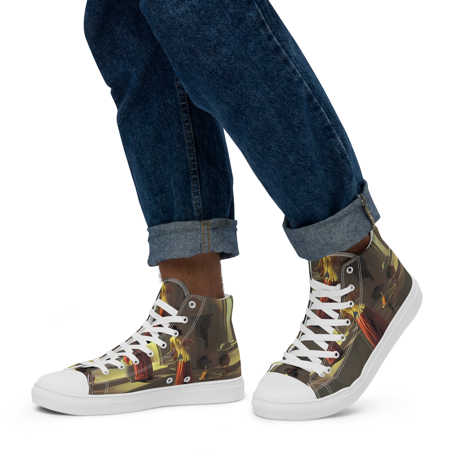 Men's High Top Canvas Shoes - Surreal Shadows