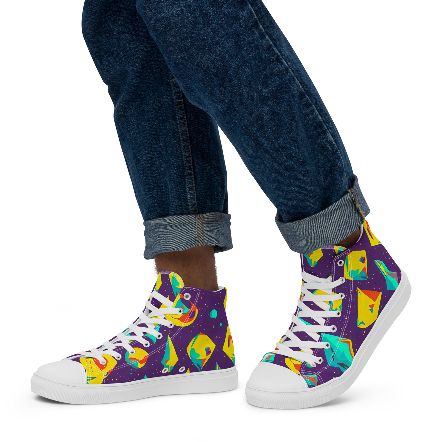 Men's High Top Canvas Shoes - Cascading Prism