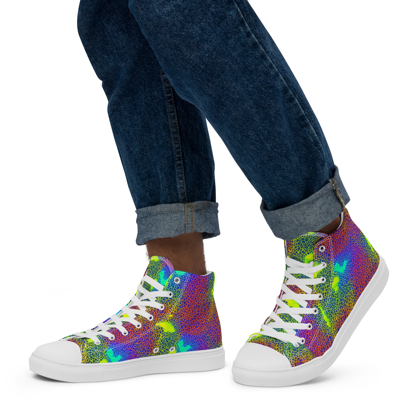 Men's High Top Canvas Shoes - Prismatic Web