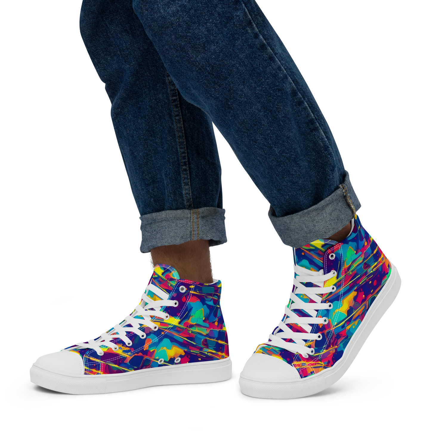 Men's High Top Canvas Shoes - Spectrum Streaks