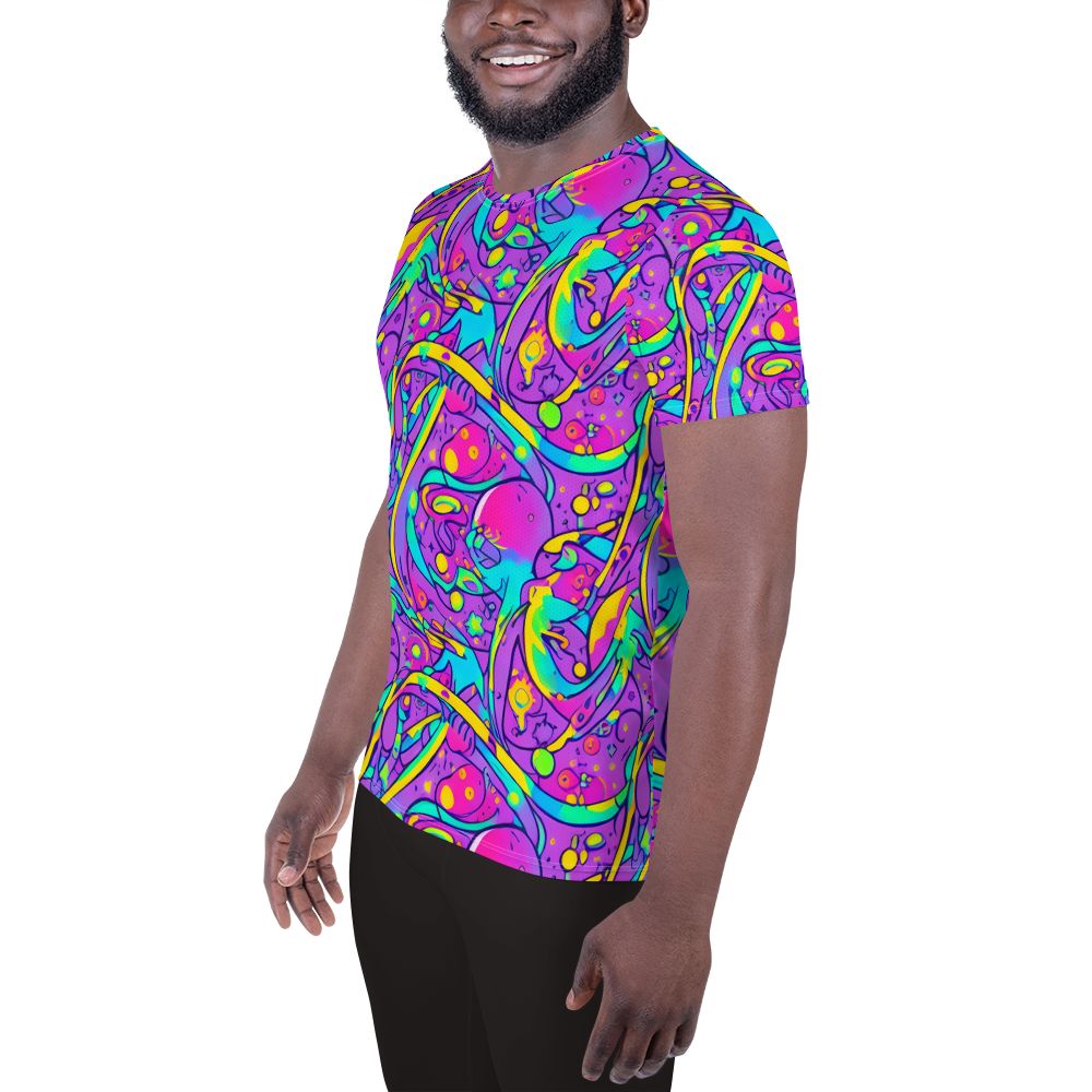 Men's Athletic T-Shirt - Neon Galaxy Whirl