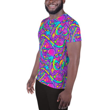 Men's Athletic T-Shirt - Neon Galaxy Whirl