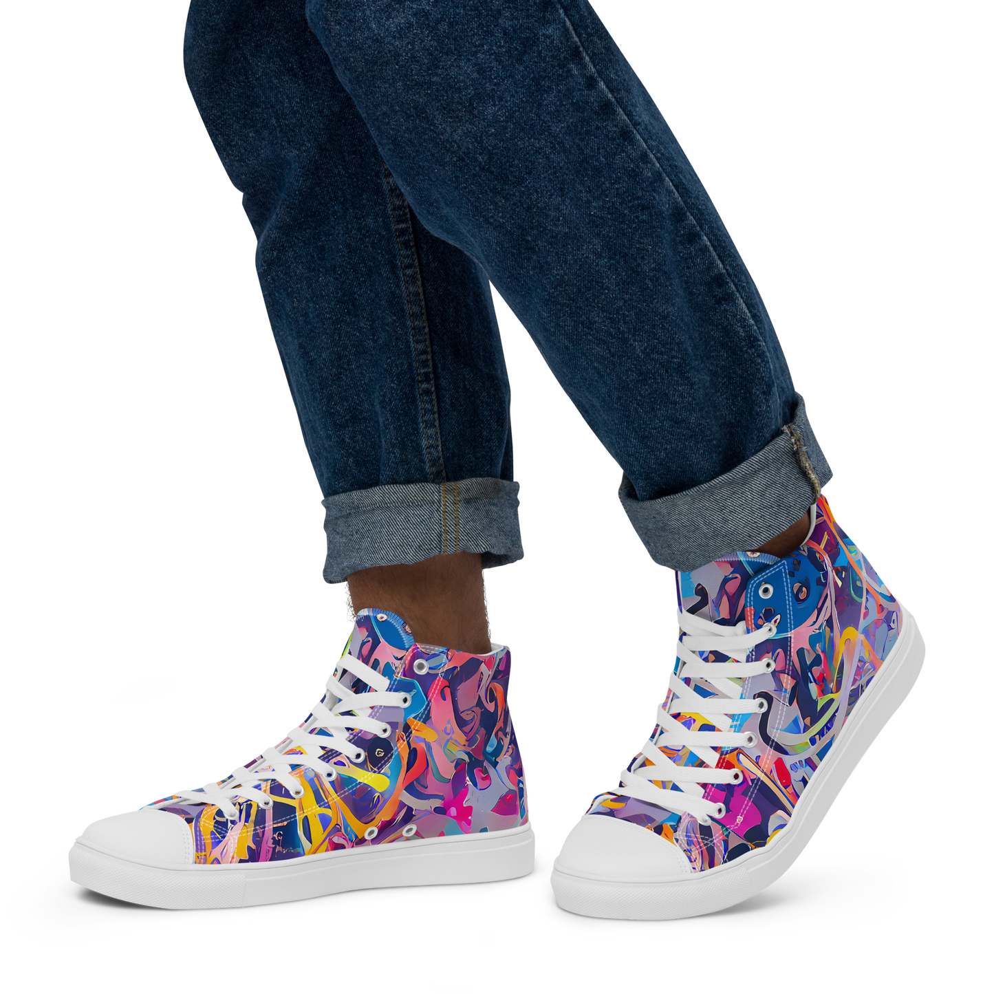 Men's High Top Canvas Shoes - Vibrant Fusion