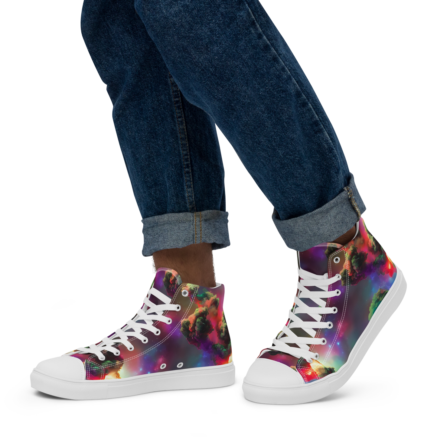 Men's High Top Canvas Shoes - Nebula Dreams