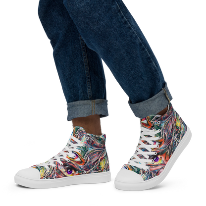 Men's High Top Canvas Shoes - Prismatic Reverie
