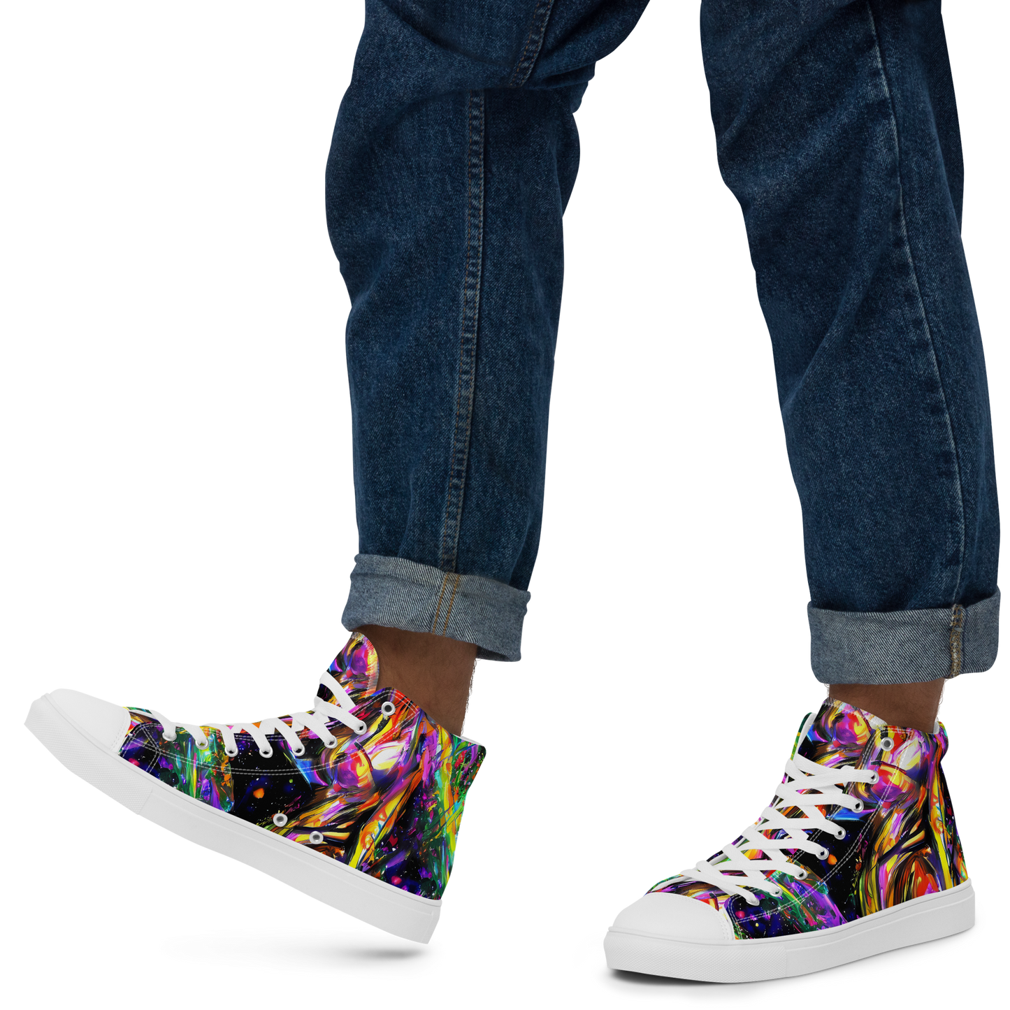 Men's High Top Canvas Shoes - Galactic Flamenco