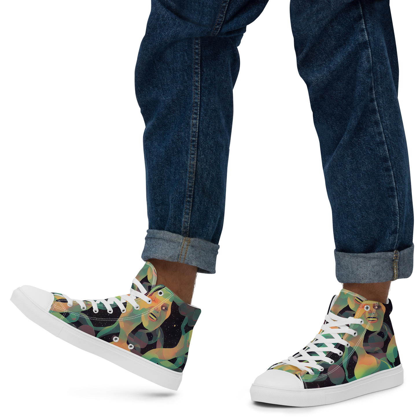 Men's High Top Canvas Shoes - Astral Rhythms