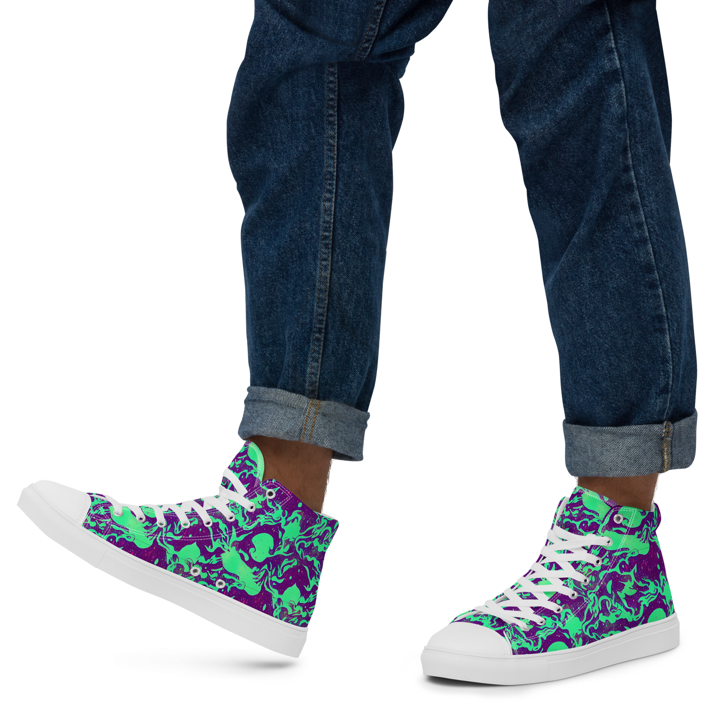 Men's High Top Canvas Shoes - Alien Ripples