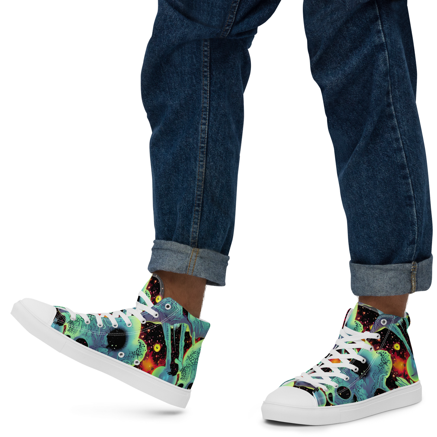 Men's High Top Canvas Shoes - Galactic Grotesque