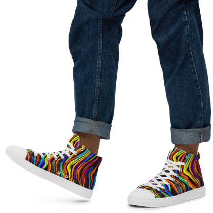 Men's High Top Canvas Shoes - Celestial Waves
