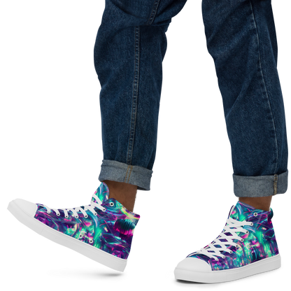 Men's High Top Canvas Shoes - Synthwave Surge