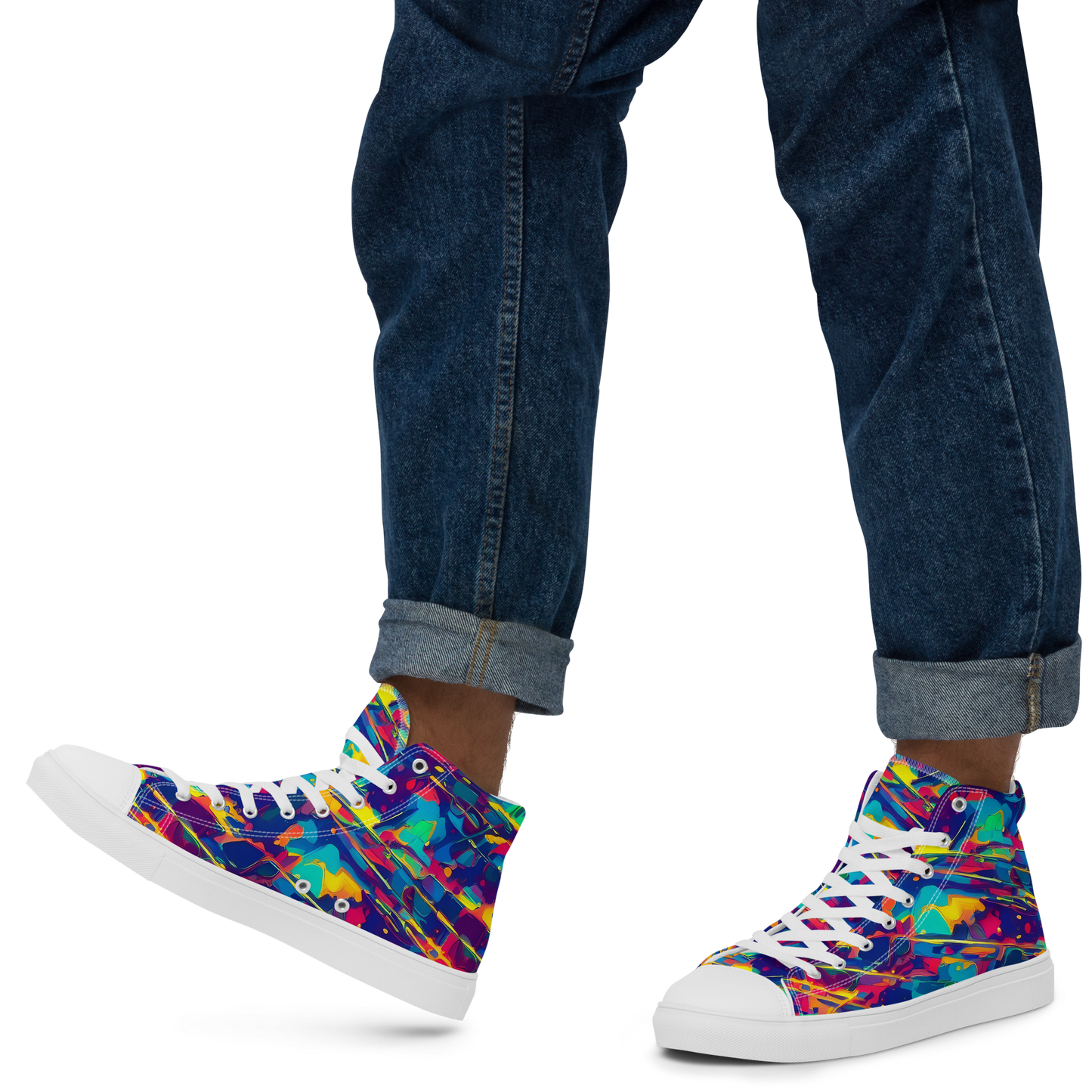 Men's High Top Canvas Shoes - Spectrum Streaks