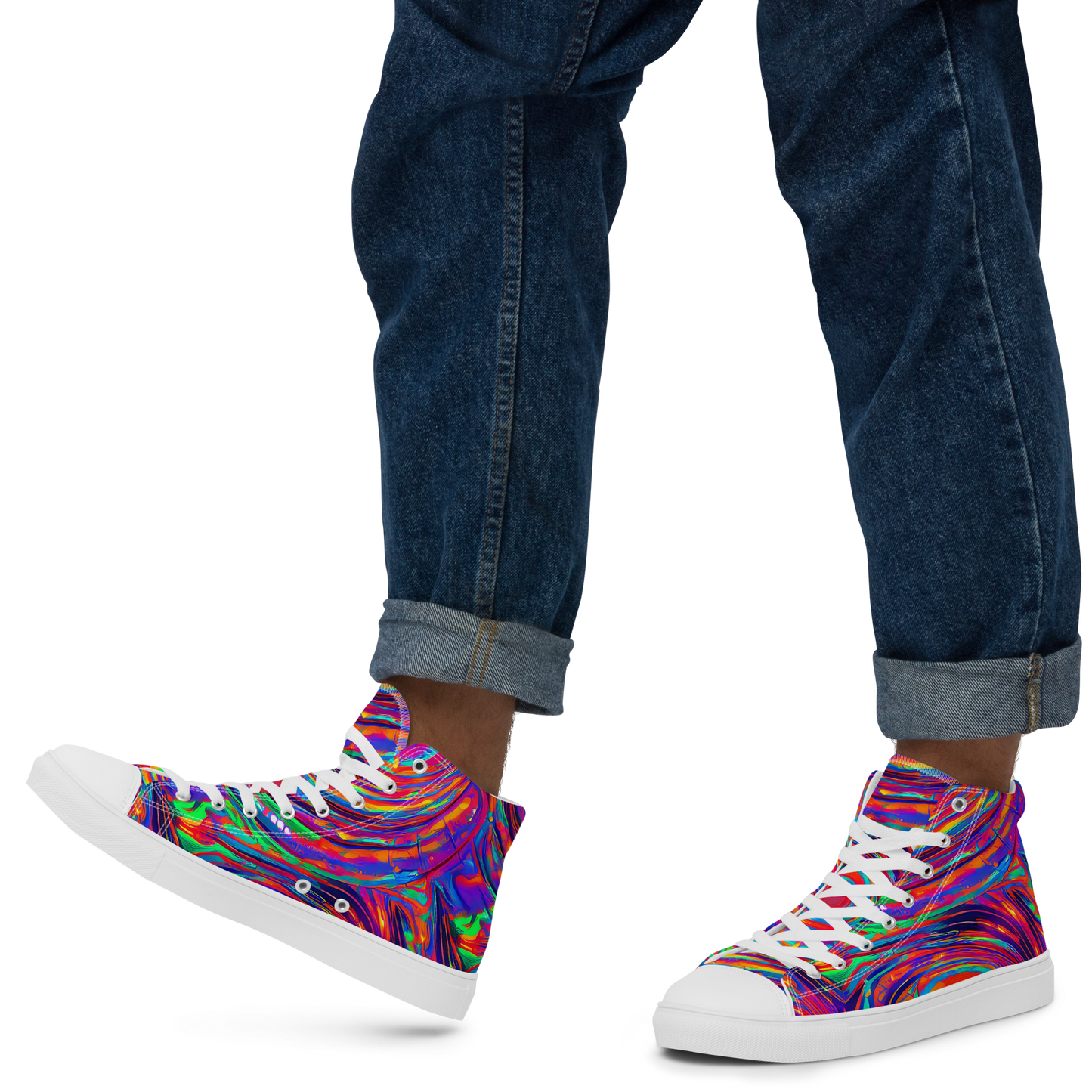 Men's High Top Canvas Shoes - Quantum Spiral