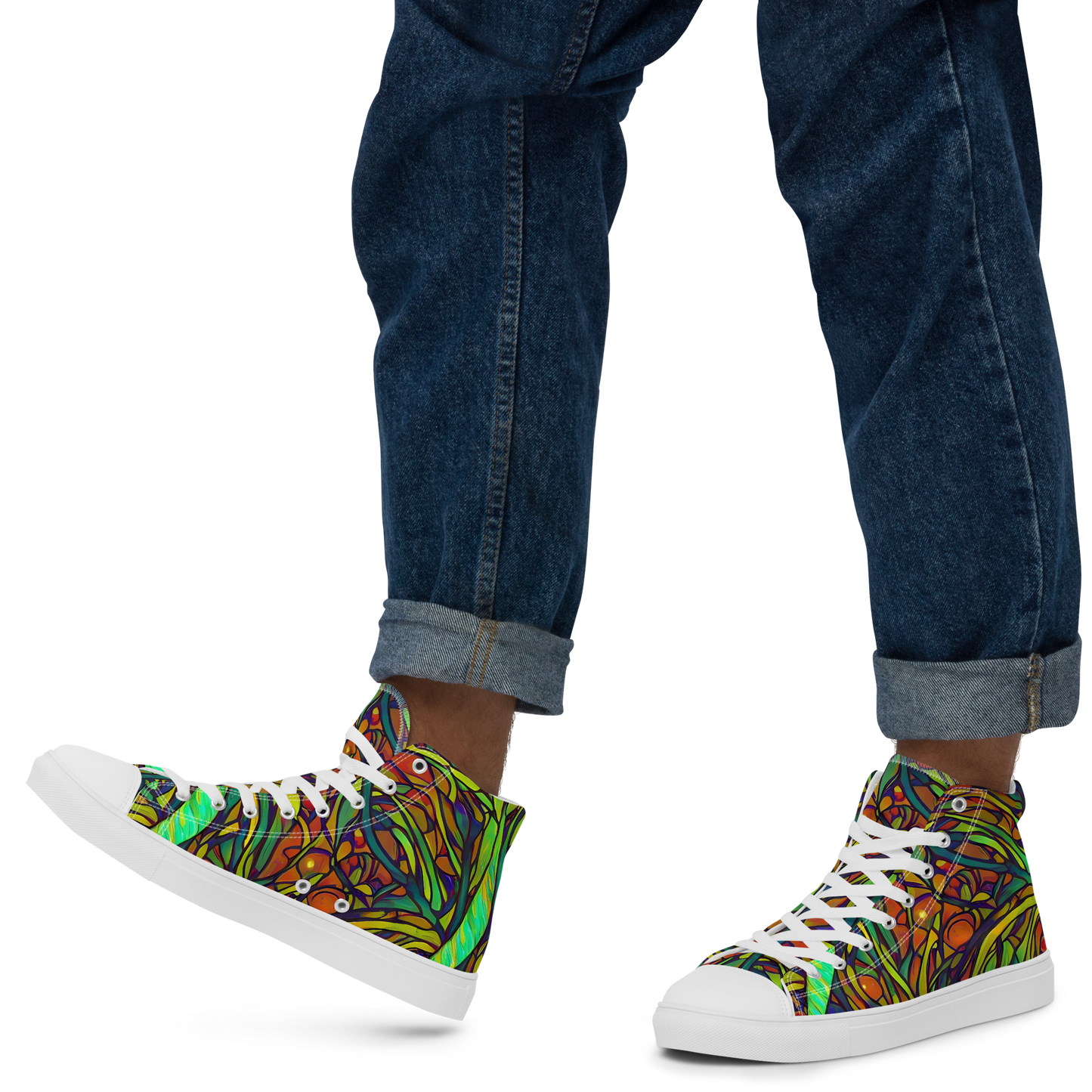 Men's High Top Canvas Shoes - Cosmic Garden