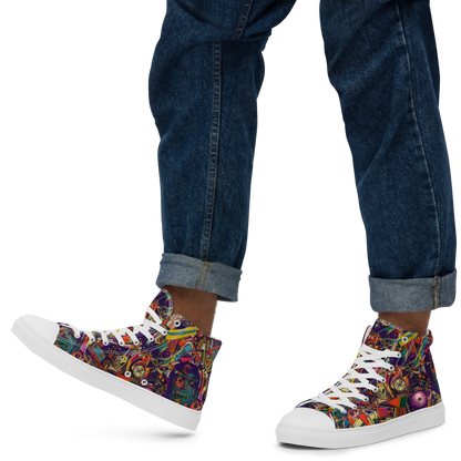 Men's High Top Canvas Shoes - Cosmic Collage