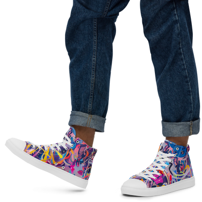 Men's High Top Canvas Shoes - Vibrant Fusion