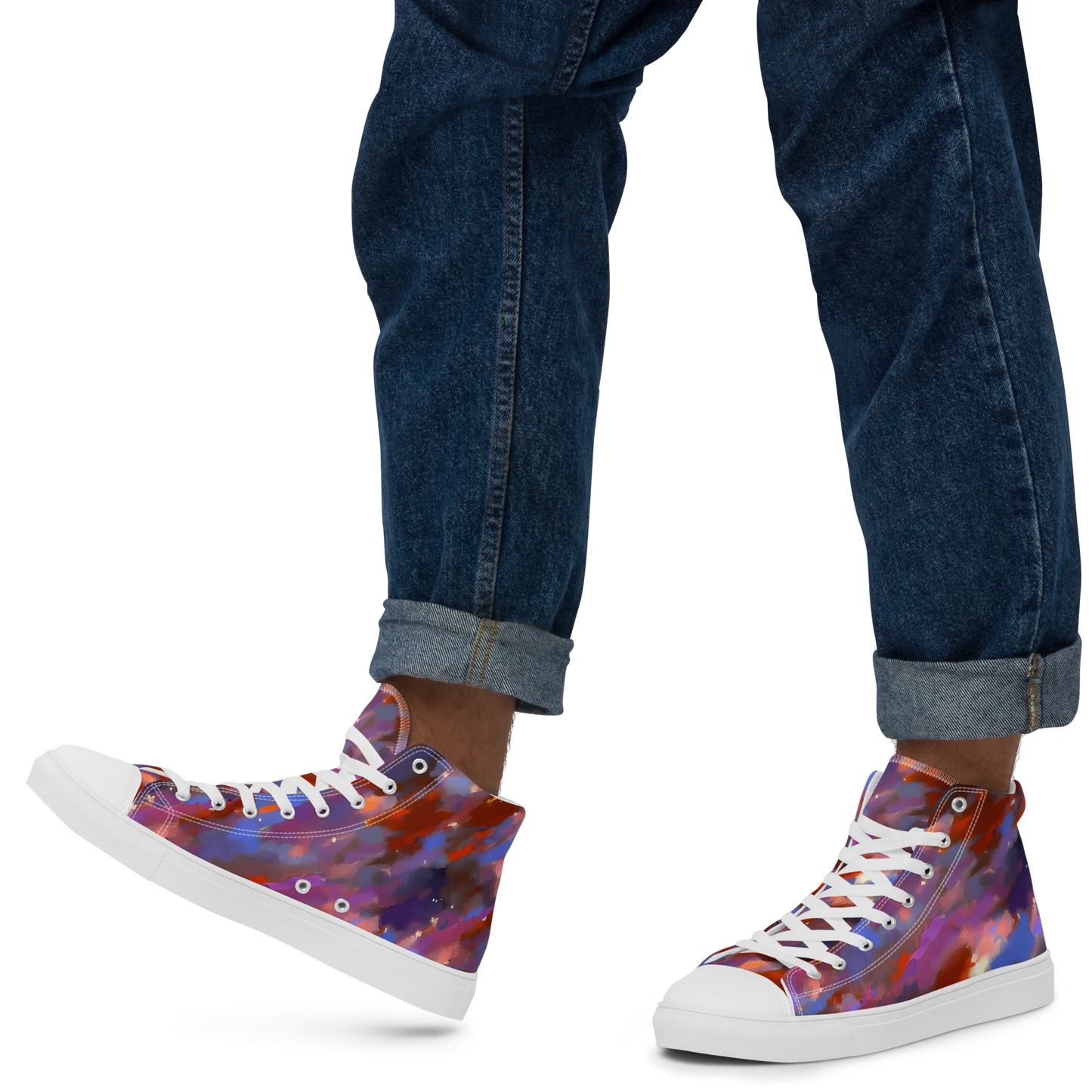 Men's High Top Canvas Shoes - Celestial Brushstroke