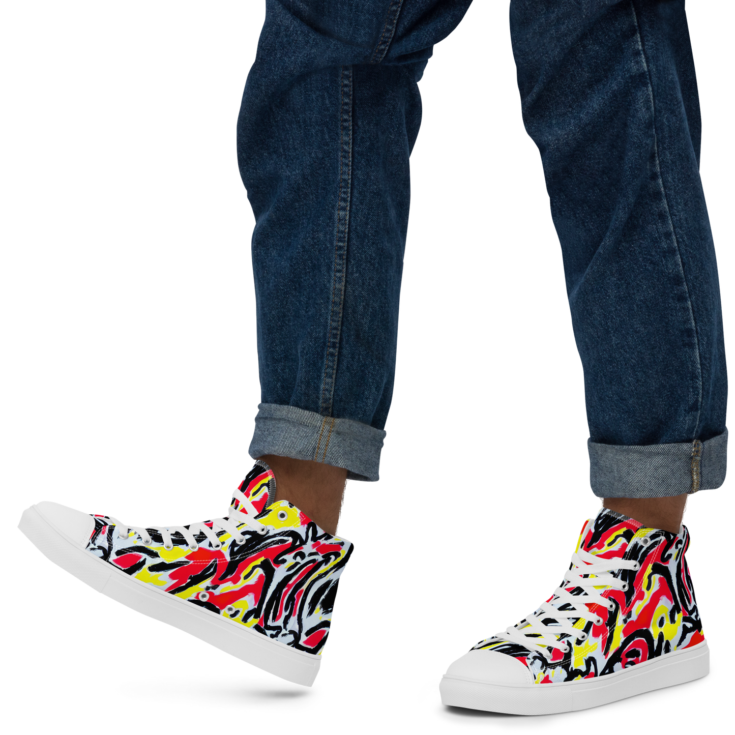 Men's High Top Canvas Shoes - Cosmic Brushstrokes