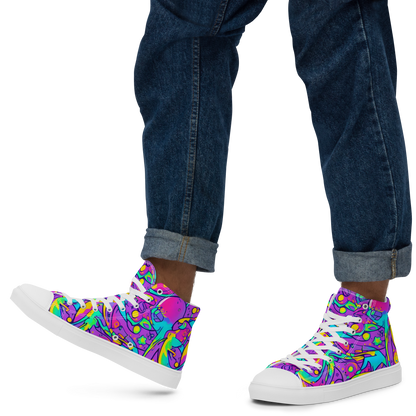 Men's High Top Canvas Shoes - Neon Galaxy Whirl