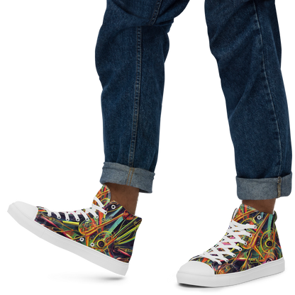 Men's High Top Canvas Shoes - Psychedelic Deep Space