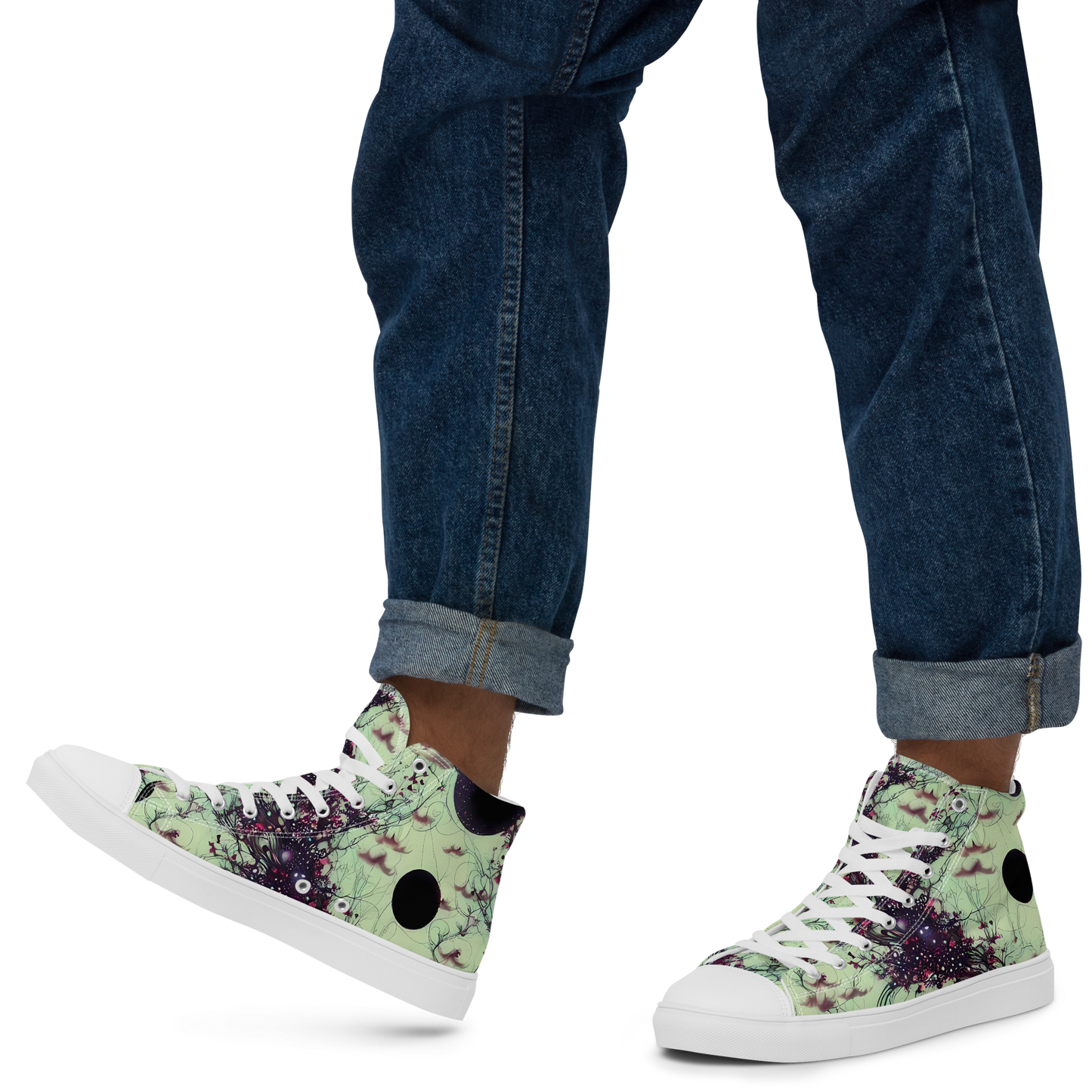 Men's High Top Canvas Shoes - Celestial Bloom