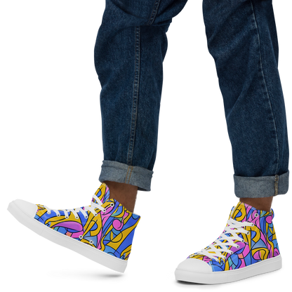 Men's High Top Canvas Shoes - Cosmic Curves