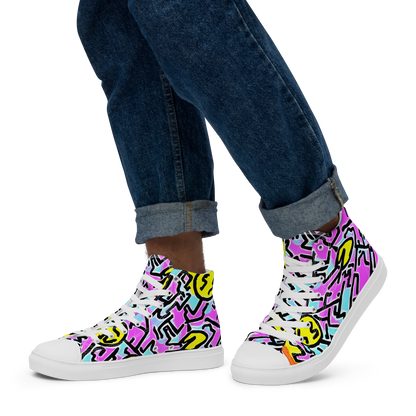 Men's High Top Canvas Shoes - Punk Doodles