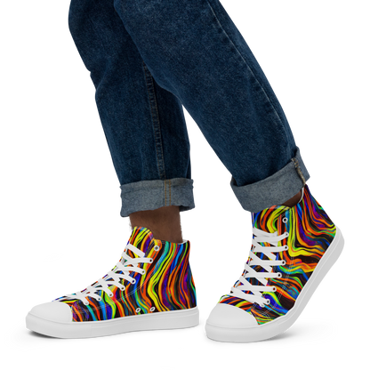 Men's High Top Canvas Shoes - Celestial Waves