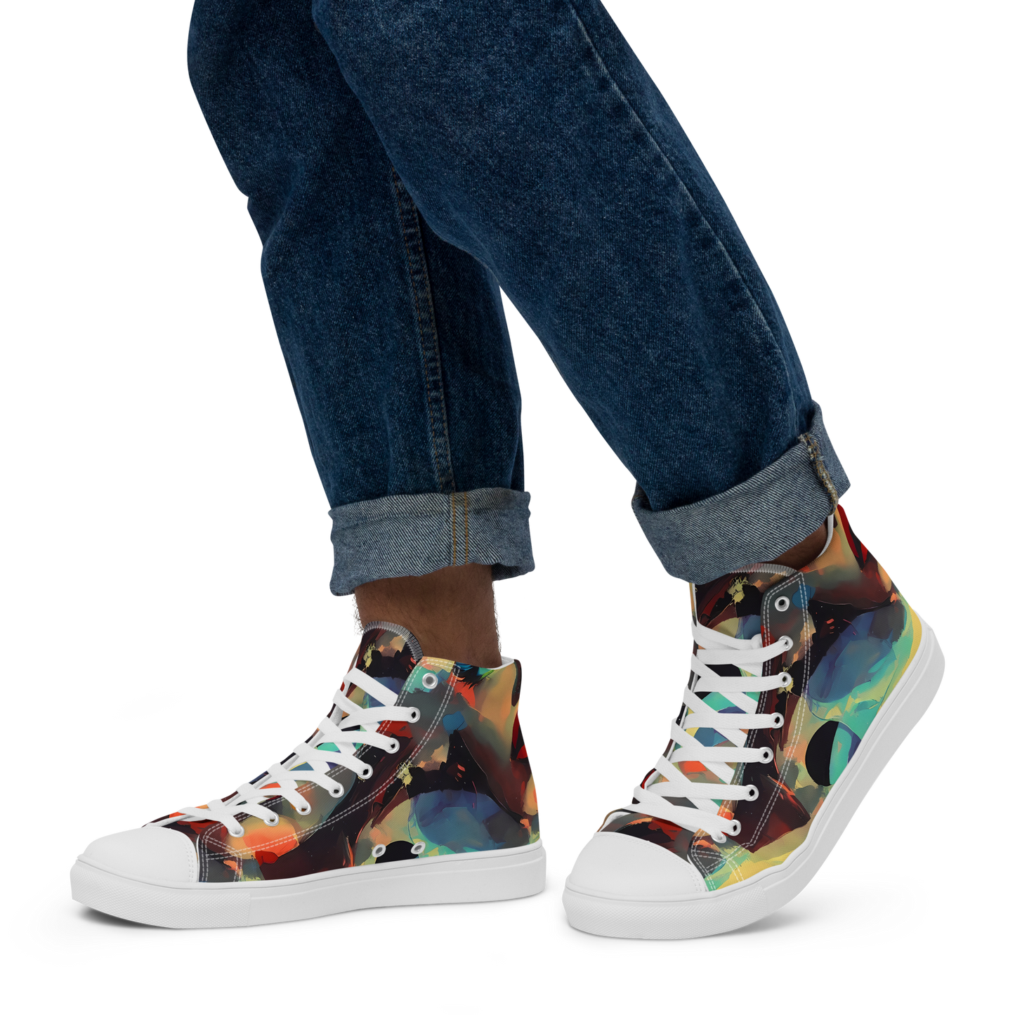 Men's High Top Canvas Shoes - Astral Reflections