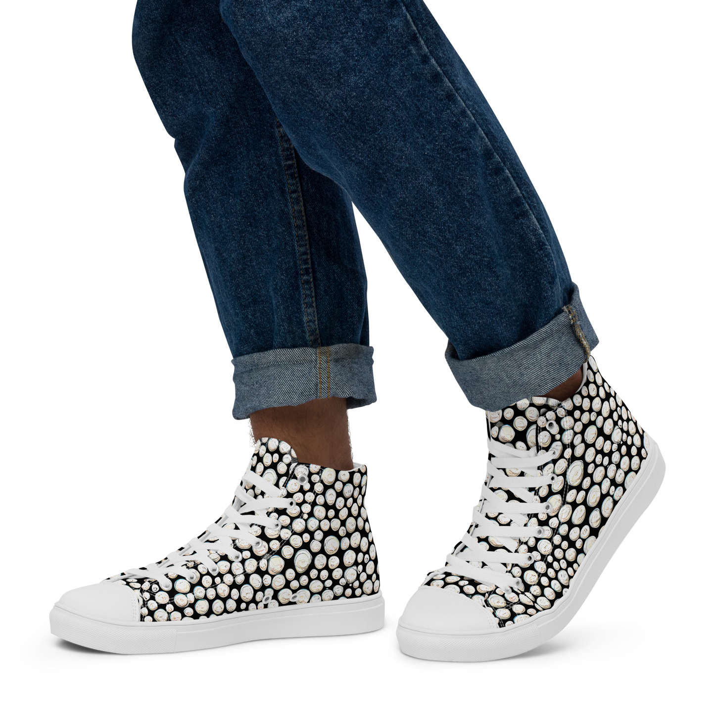 Men's High Top Canvas Shoes - Celestial Whimsy