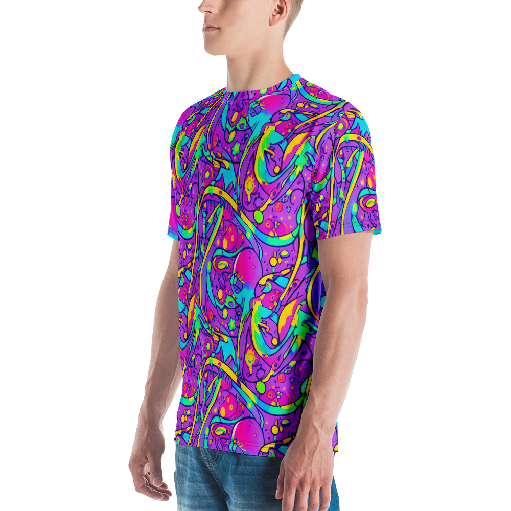 Men's Crew Neck T-Shirt - Neon Galaxy Whirl