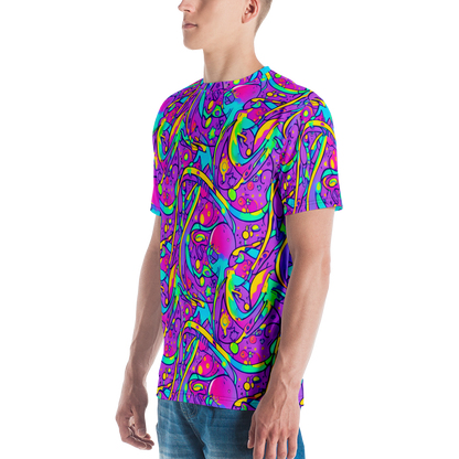 Men's Crew Neck T-Shirt - Neon Galaxy Whirl