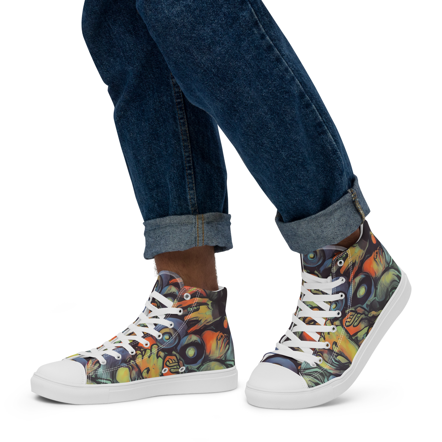 Men's High Top Canvas Shoes - Cosmic Scream