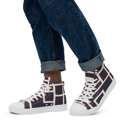 Men's High Top Canvas Shoes - Gilded Gridlock