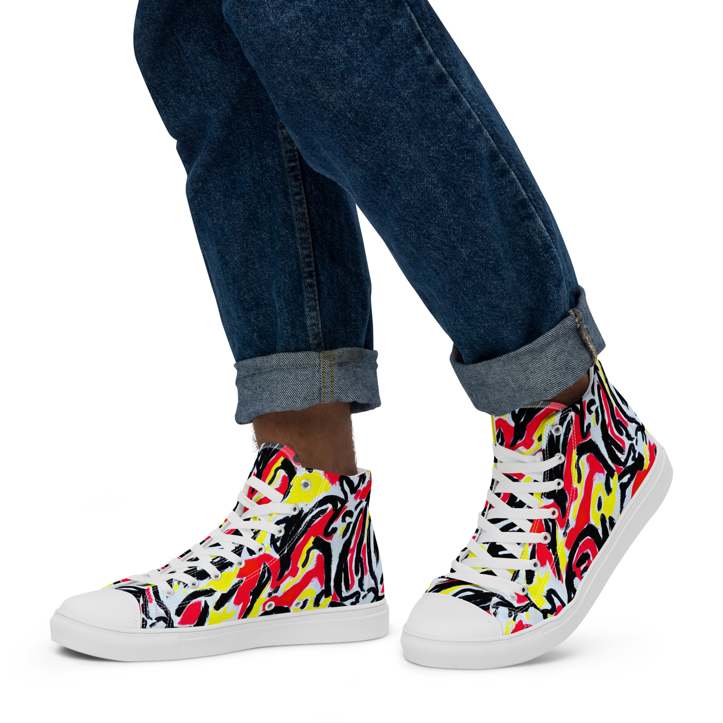Men's High Top Canvas Shoes - Cosmic Brushstrokes