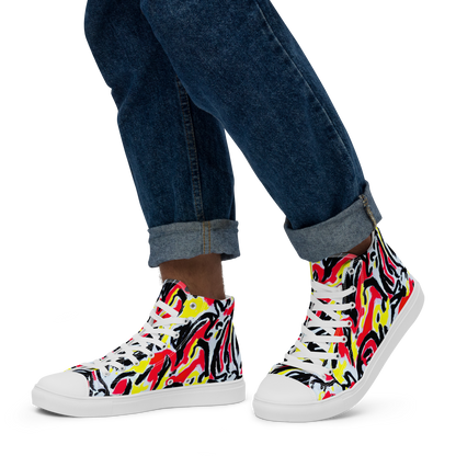 Men's High Top Canvas Shoes - Cosmic Brushstrokes