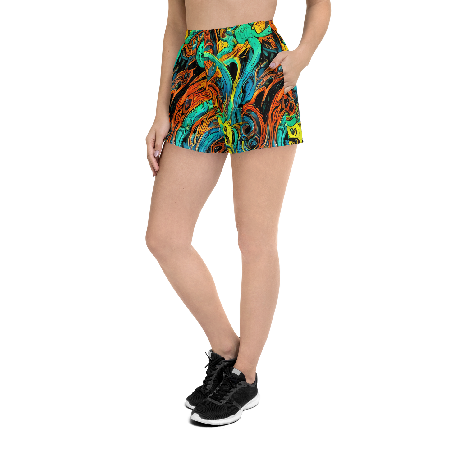 Women’s Athletic Shorts - Flaming Mirage