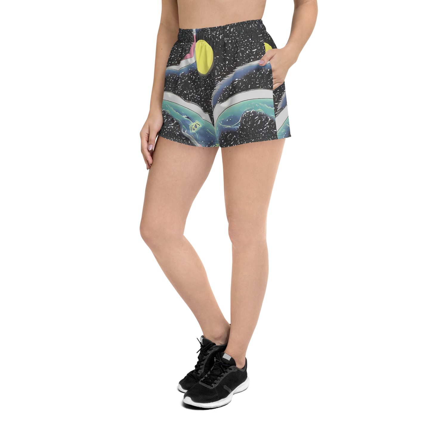 Women’s Athletic Shorts - Lunar Waves