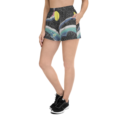 Women’s Athletic Shorts - Lunar Waves