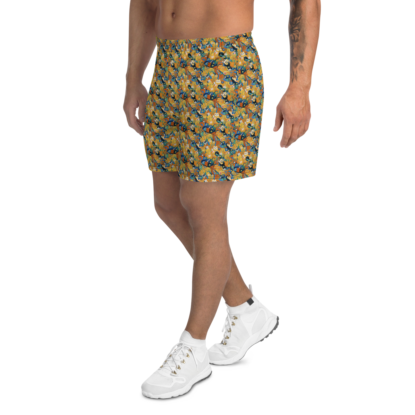 Men's Athletic Shorts - Whimsical Feline Dance