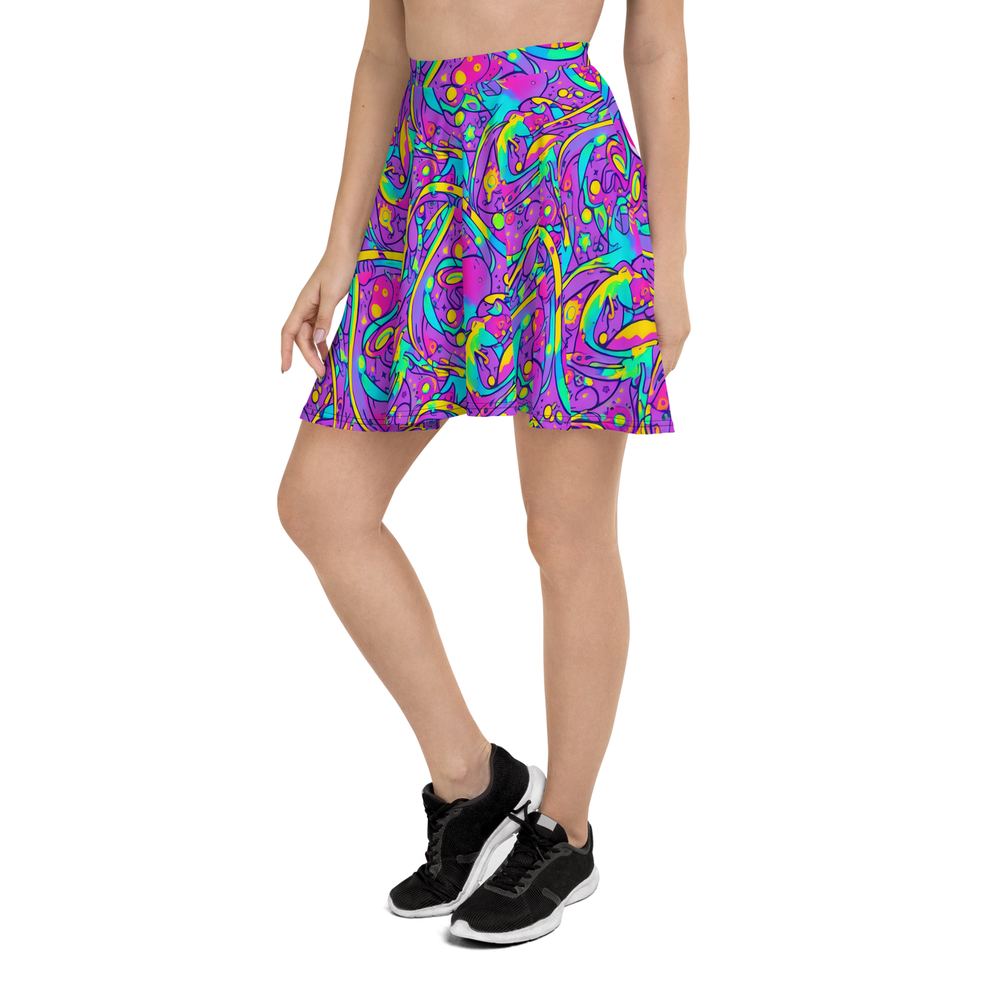 Skater Skirt - Neon Galaxy Whirl